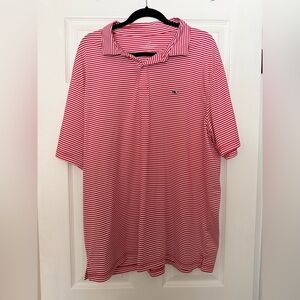 Vineyard Vines Red and White Striped Polo Shirt